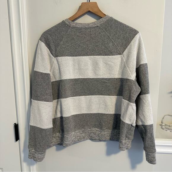 THE GREAT. Textured Striped Crewneck Cotton Sweatshirt Small - Picture 5 of 11